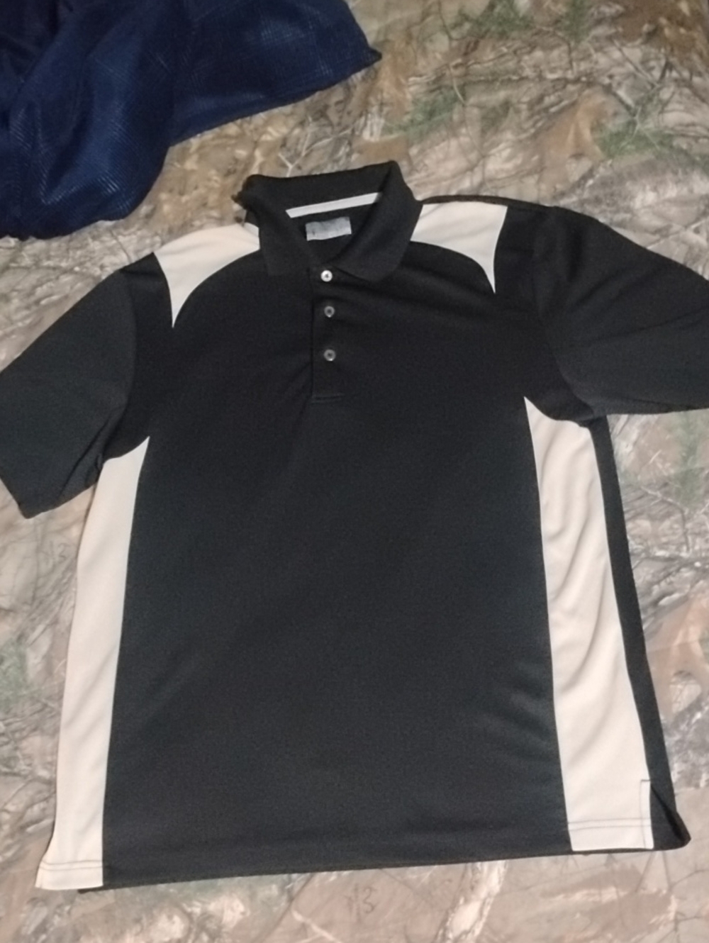Source Unknown Black and White Men’s Polo Shirt